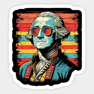 RETRO George Washington Funny July 4th American Flag Sticker